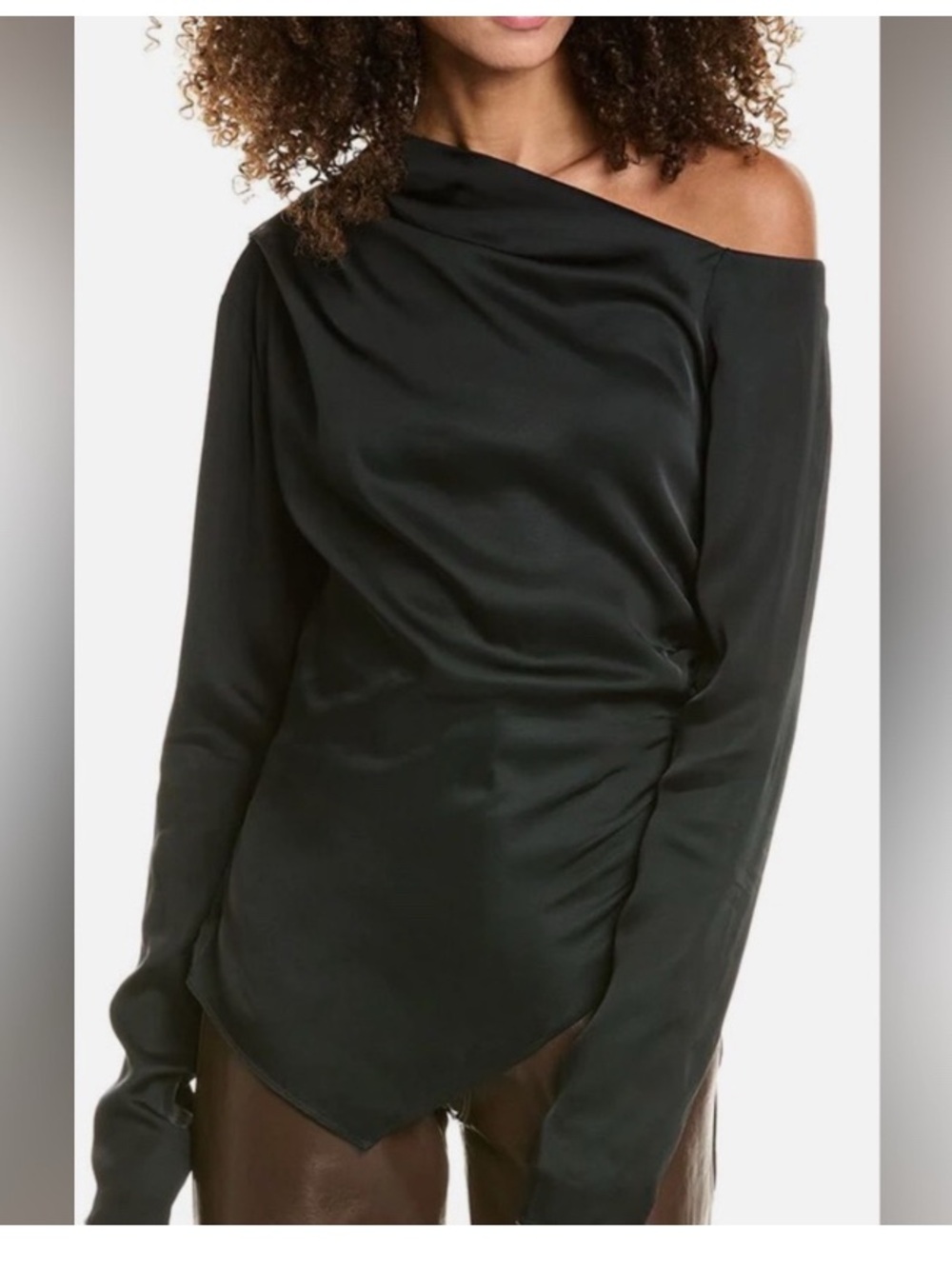 A.L.C. Green/Black Draped Off-Shoulder Jaimie blouse